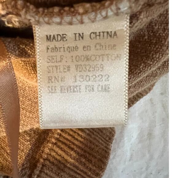 Very J Skirtall Womens Size Large Corduroy Beige Pockets Button Up Sleeveless - Picture 6 of 8